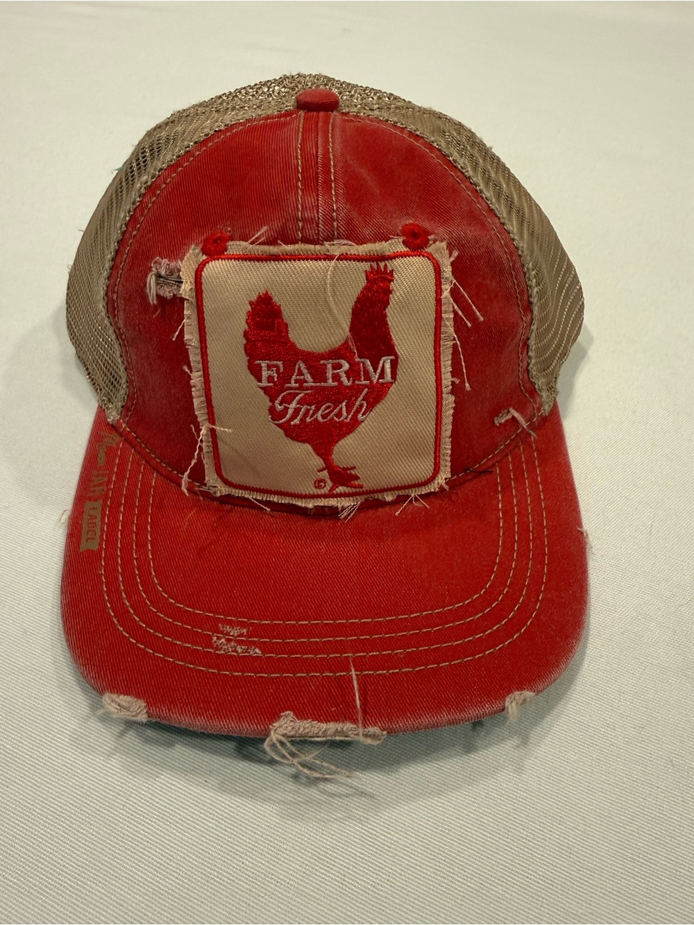 Farm Fresh Red Trucker Hat with Chicken Patch New Never Worn